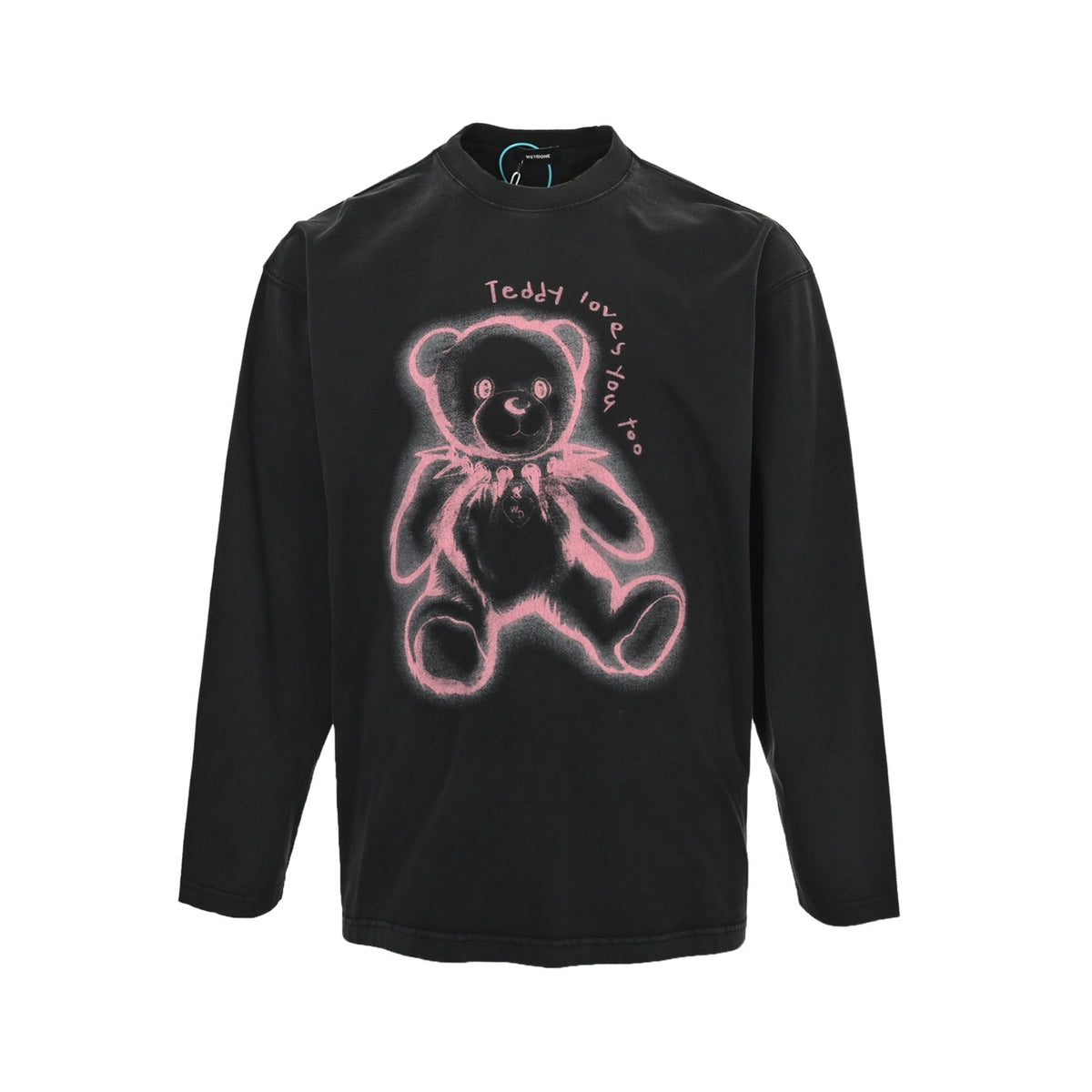 We11 Done fluorescent line bear washed long-sleeved T-shirt