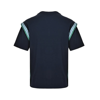 Loewe/Loewei embroidered logo striped trim short sleeves