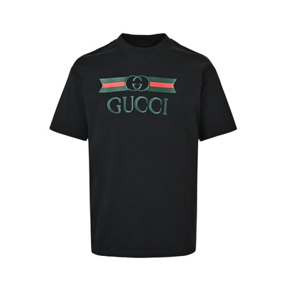 Gucci red and green belt embroidered short sleeves