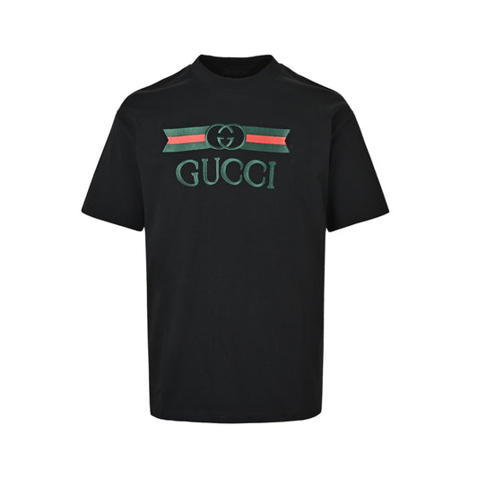 Gucci red and green belt embroidered short sleeves