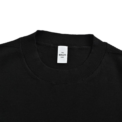 Berluti classic Thebor chest embroidered mulberry silk cotton knitted short sleeves