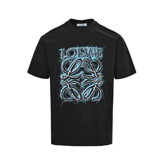Loewe / Luo Yiwei raw edge flower logo letter print short sleeves