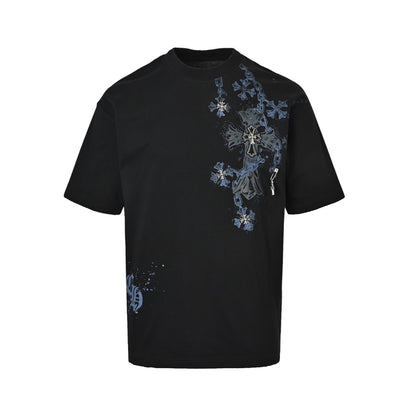 Chrome Hearts Hardware Pin Pendant Chain Print Short Sleeves