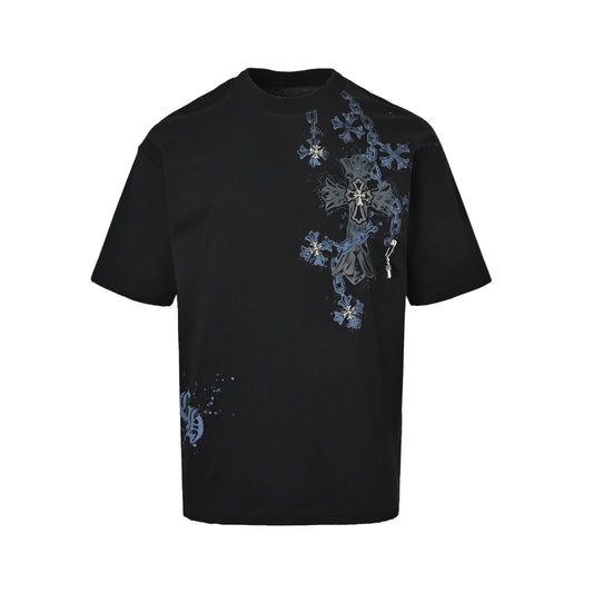 Chrome Hearts Hardware Pin Pendant Chain Print Short Sleeves