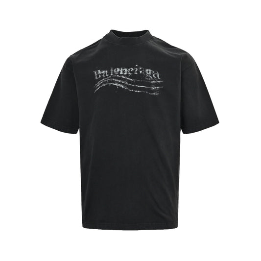 Balenciaga 26ss blurred cola print washed short-sleeve