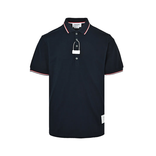 Thom Browne/Thom Brown three-color stripe Polo short sleeves