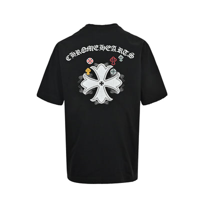 Chrome Hearts/Chrome Heart Sanskrit cross patch embroidered short sleeves