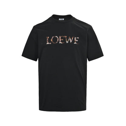 Loewe/Loewei colorful letter logo embroidered short sleeves