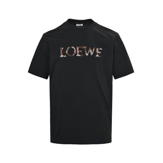 Loewe/Loewei colorful letter logo embroidered short sleeves