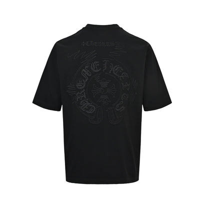 Chrome Hearts/Chrome Heart misaligned Sanskrit scroll embroidered short sleeves
