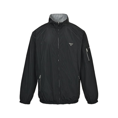 Prada triangle logo reversible zipper jacket