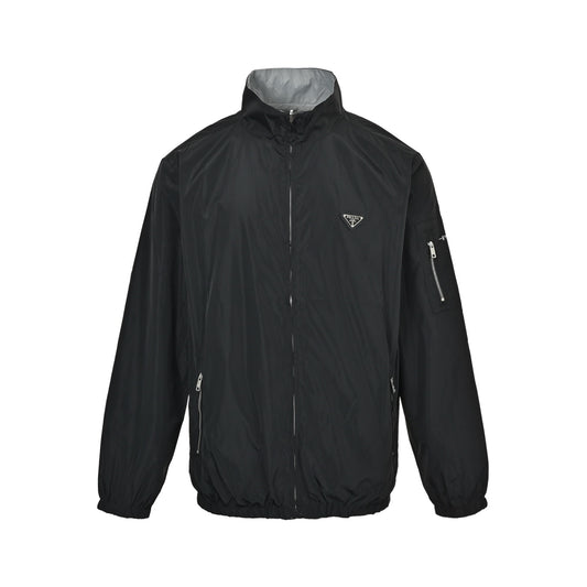 Prada triangle logo reversible zipper jacket