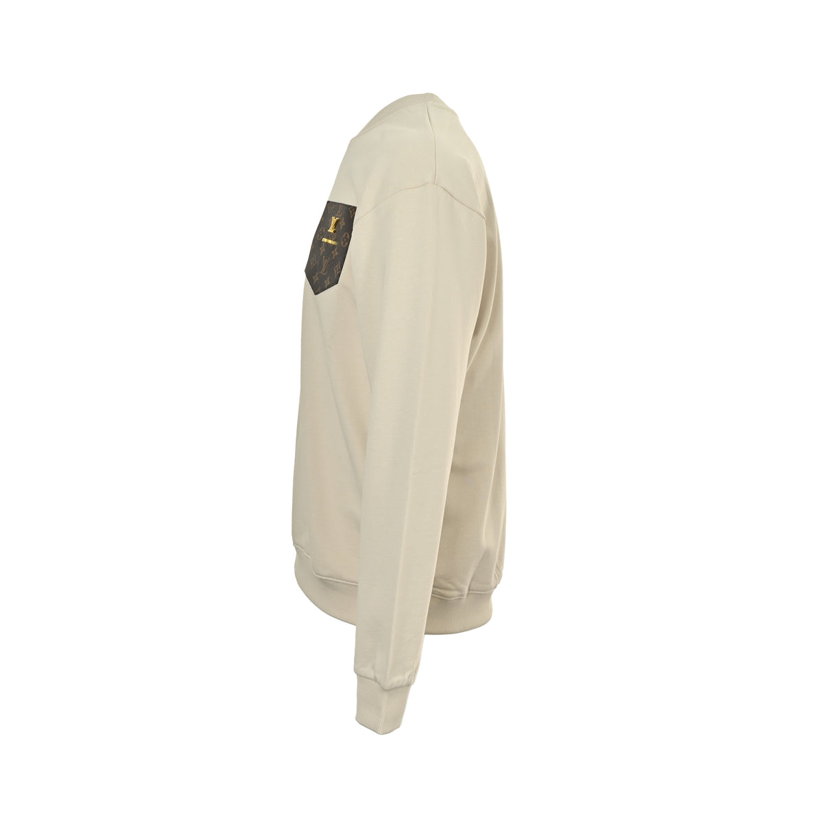 Louis Vuitton presbyopia leather logo patch round neck sweatshirt