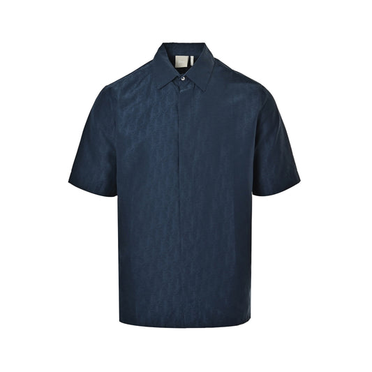 Dior old flower all over printed dark pattern jacquard suit short-sleeved shirt