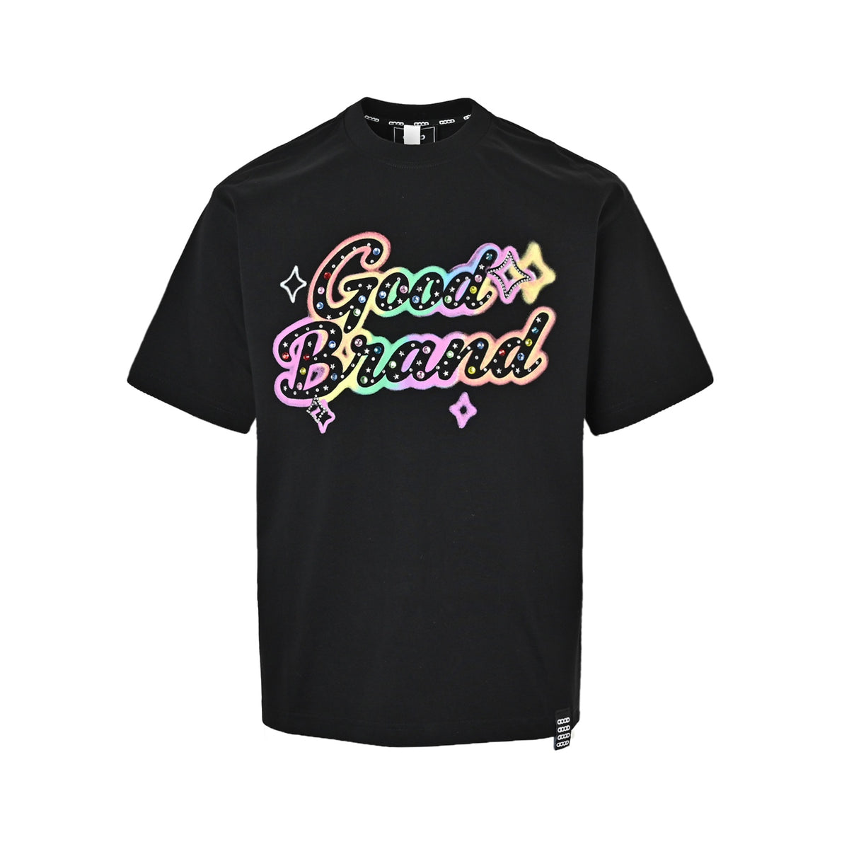 GOOD BRAND 26ss colorful slogan hot diamond short sleeves