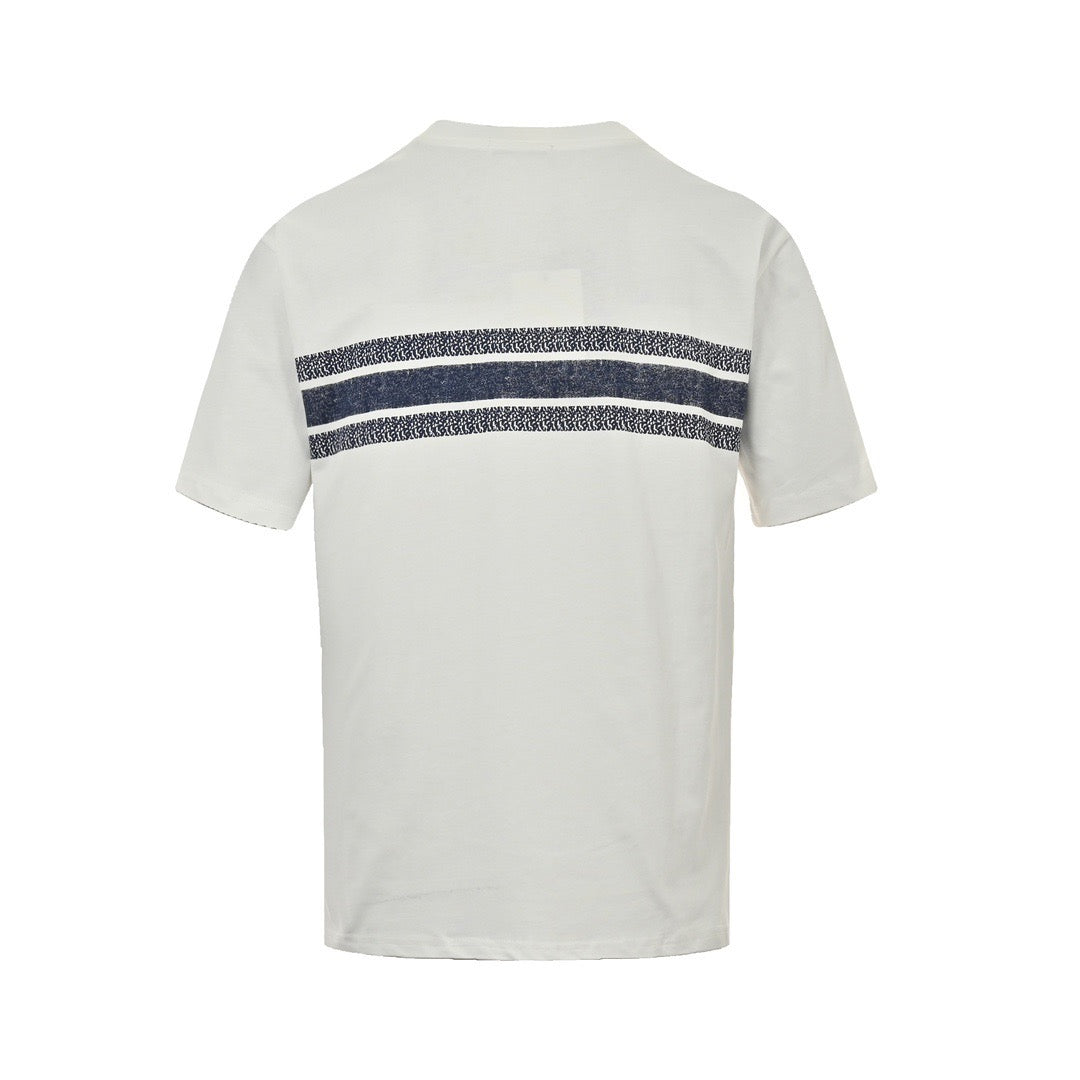 Dior 23ss blue striped letter print short sleeves