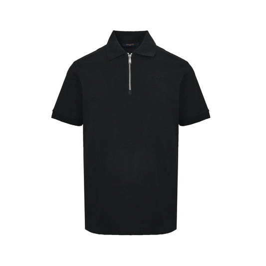 LouisVuitton/Louis Vuitton half zipper chest LV embossed embossed Polo short sleeves