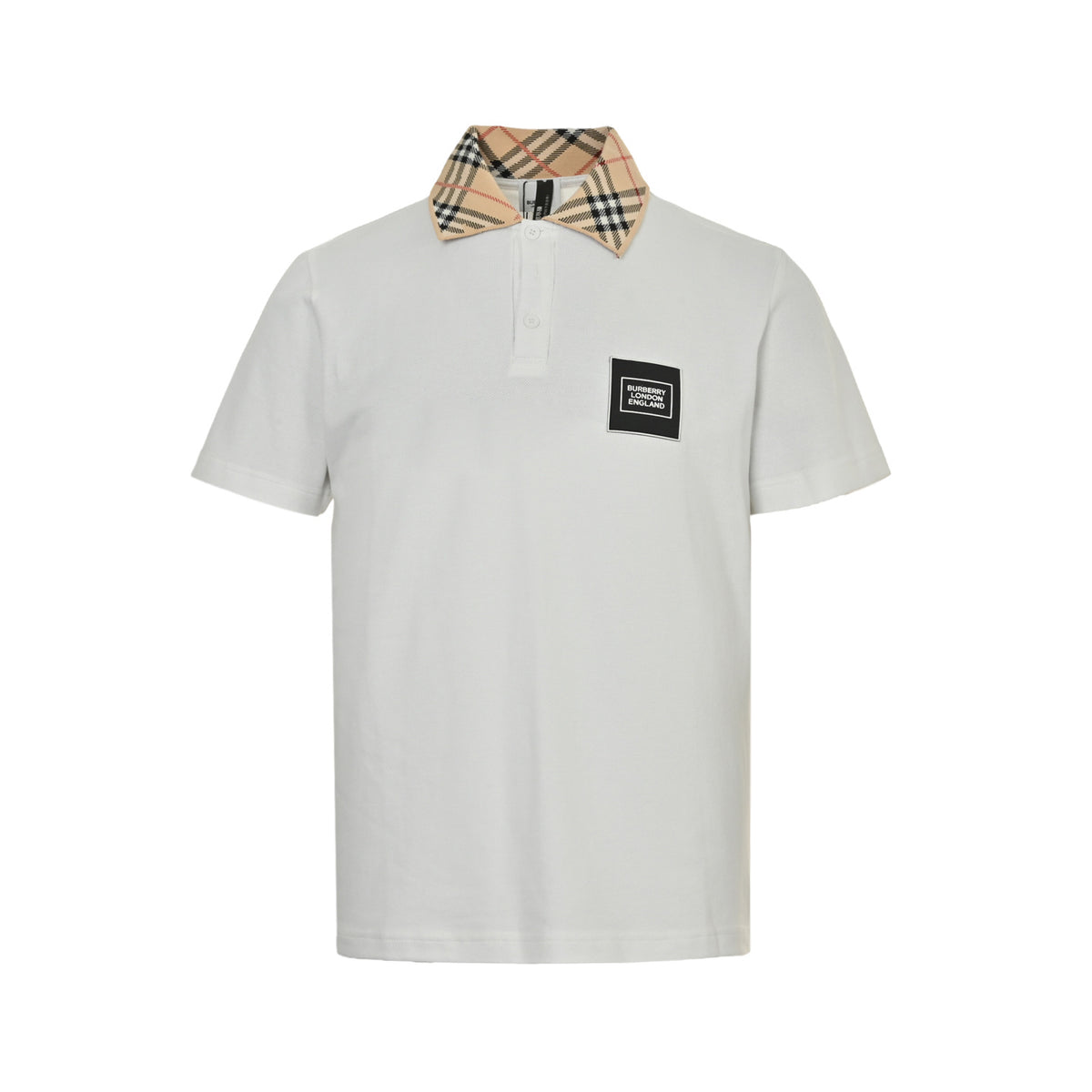 Burberry 25ss leather logo plaid collar Polo short sleeves