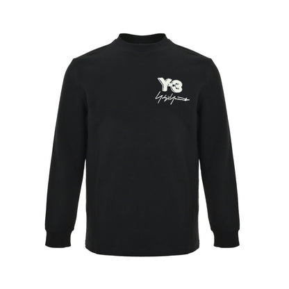 Y-3/Yoji Yamamoto 25Fw letter logo signature embroidered long-sleeved T-shirt