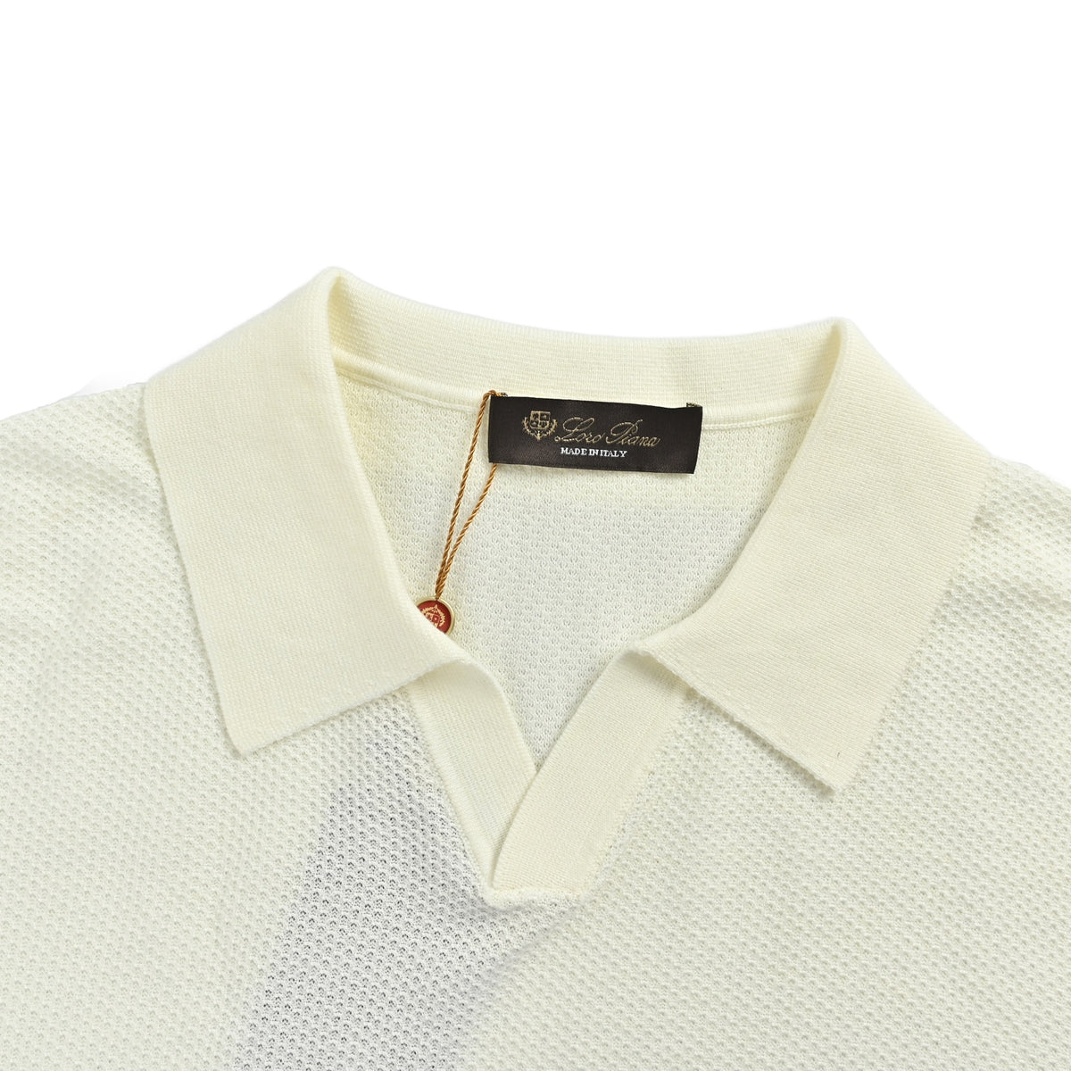 Loro Piana/LP Seagull collar ribbed knit Polo short sleeves