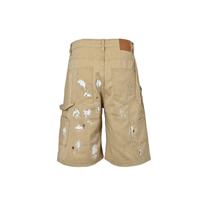 Louis Vuitton graffiti embroidered washed cargo denim shorts