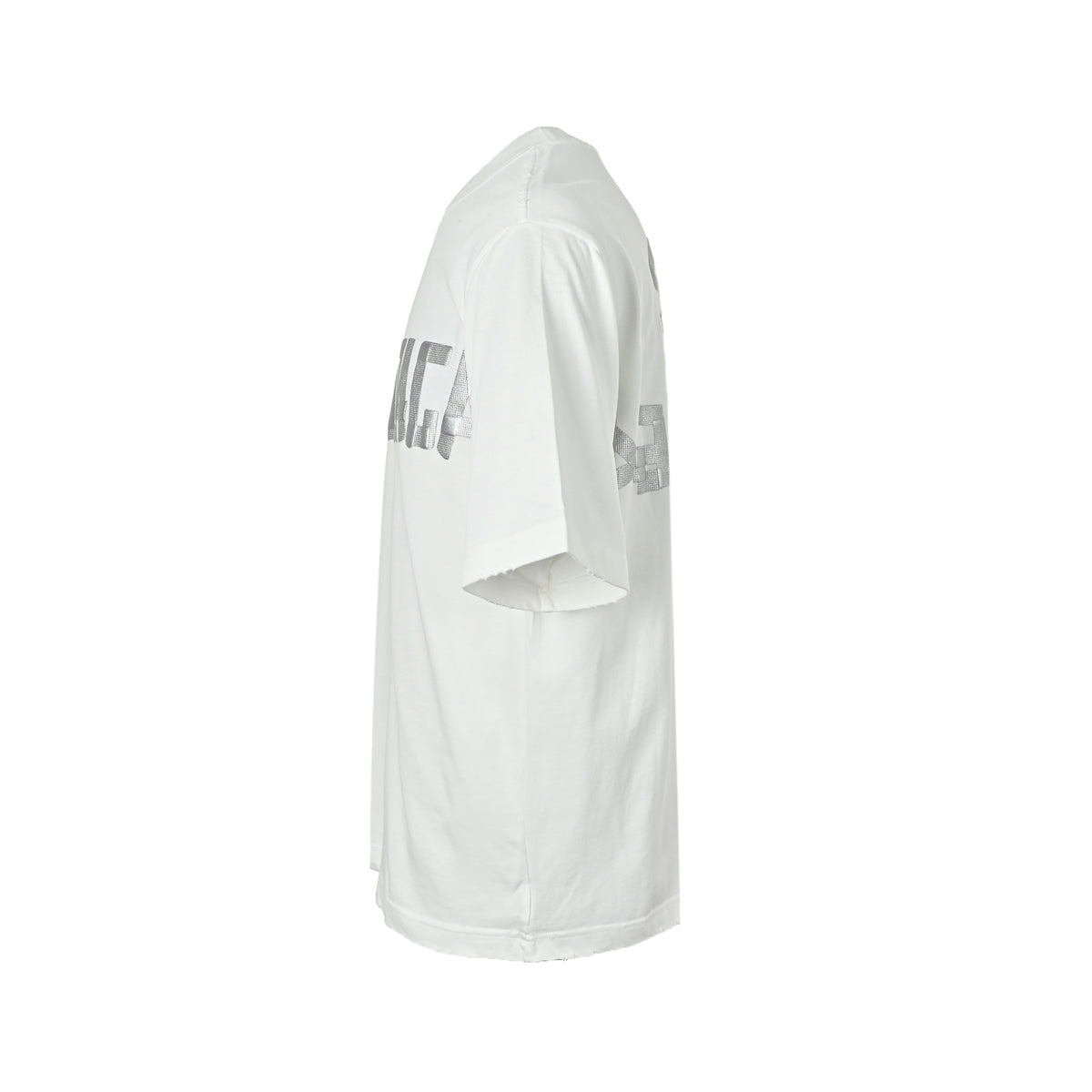 Balenciaga three-dimensional concave and convex silver tape short sleeves