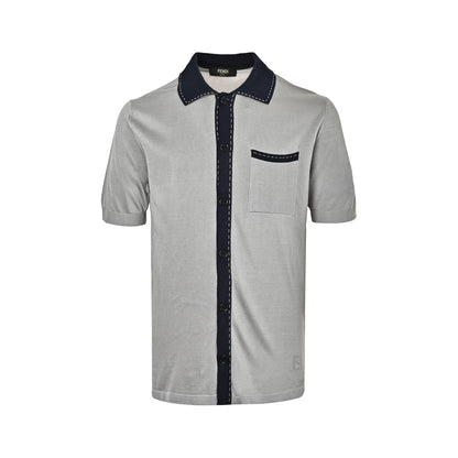 Fendi intarsia knitted short-sleeved cardigan