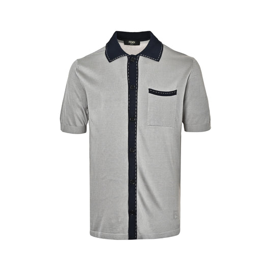 Fendi intarsia knitted short-sleeved cardigan