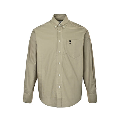 Ami Paris pocket heart embroidered shirt