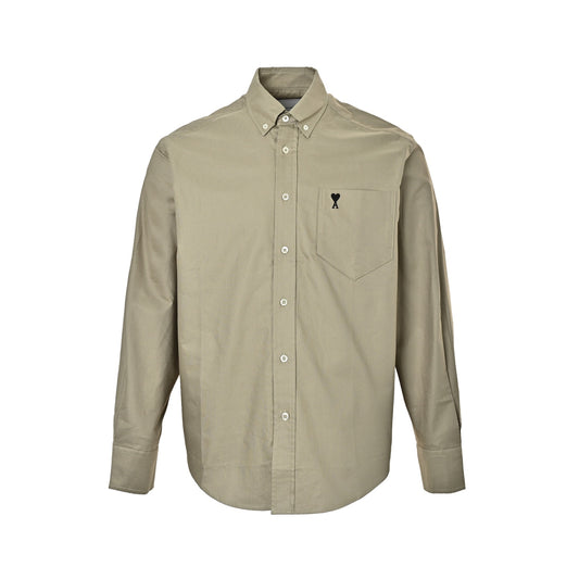 Ami Paris pocket heart embroidered shirt
