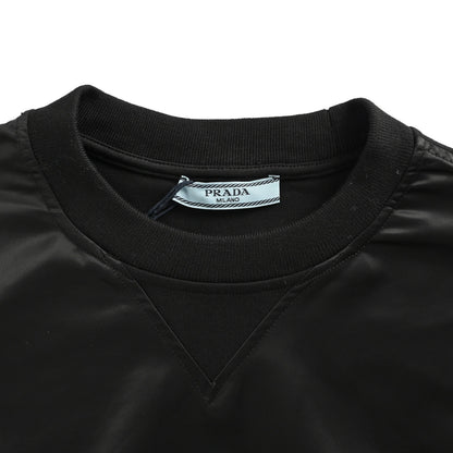 Prada 25Fw letter logo jacquard front nylon patchwork sweatshirt