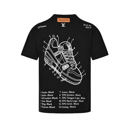 Louis Vuitton 23ss back shoe print short sleeves