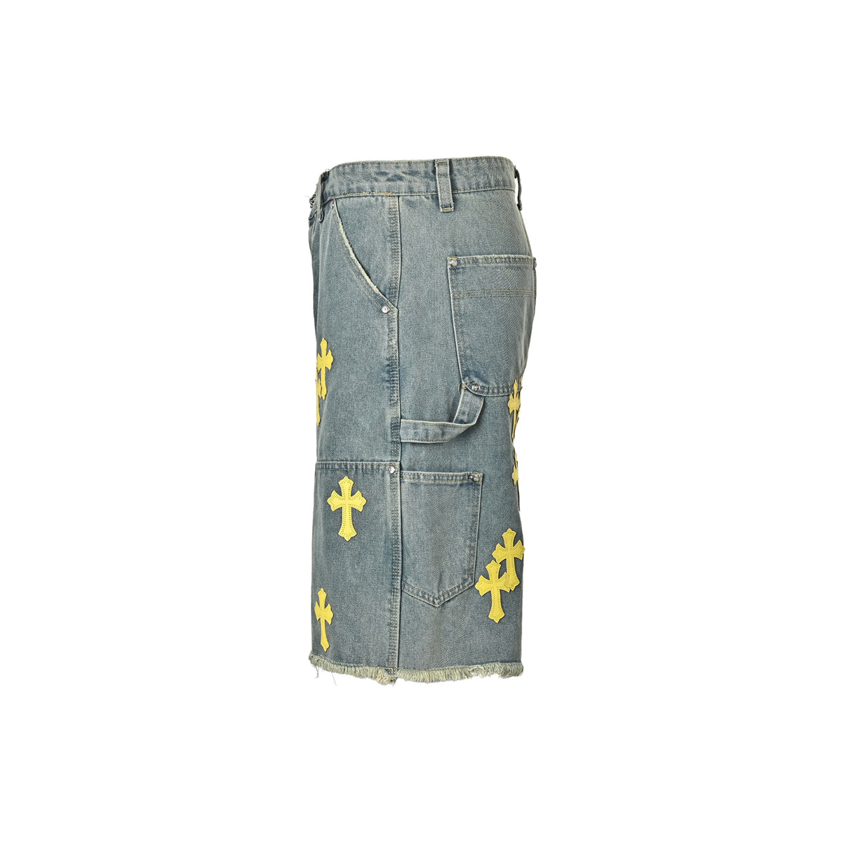 Chrome Hearts/Chrome Heart leather label cross denim shorts