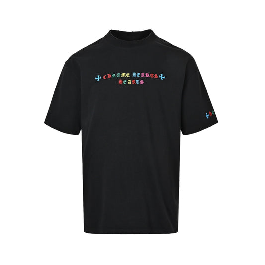 Chrome Hearts Colorful Logo Embroidered Short Sleeves