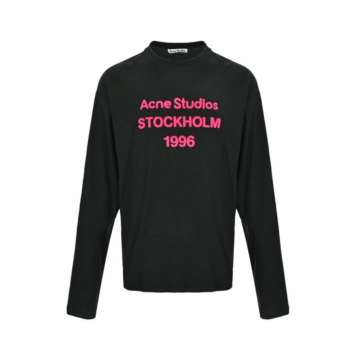 Acne Studios New Year Limited Pink Flocked Letter Print Long Sleeve T-Shirt