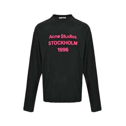 Acne Studios New Year Limited Pink Flocked Letter Print Long Sleeve T-Shirt