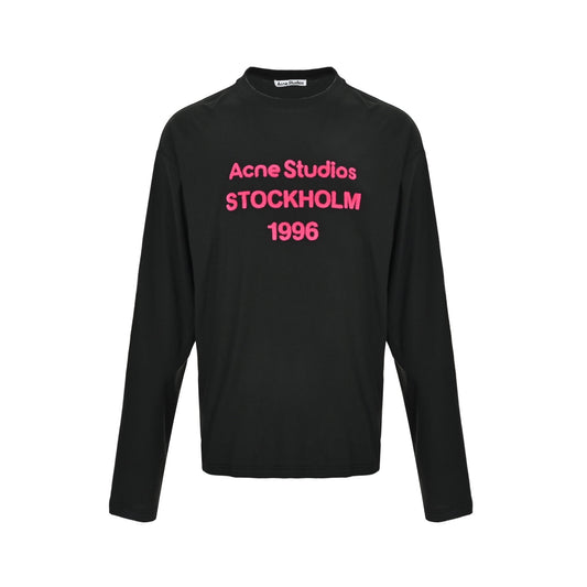 Acne Studios New Year Limited Pink Flocked Letter Print Long Sleeve T-Shirt