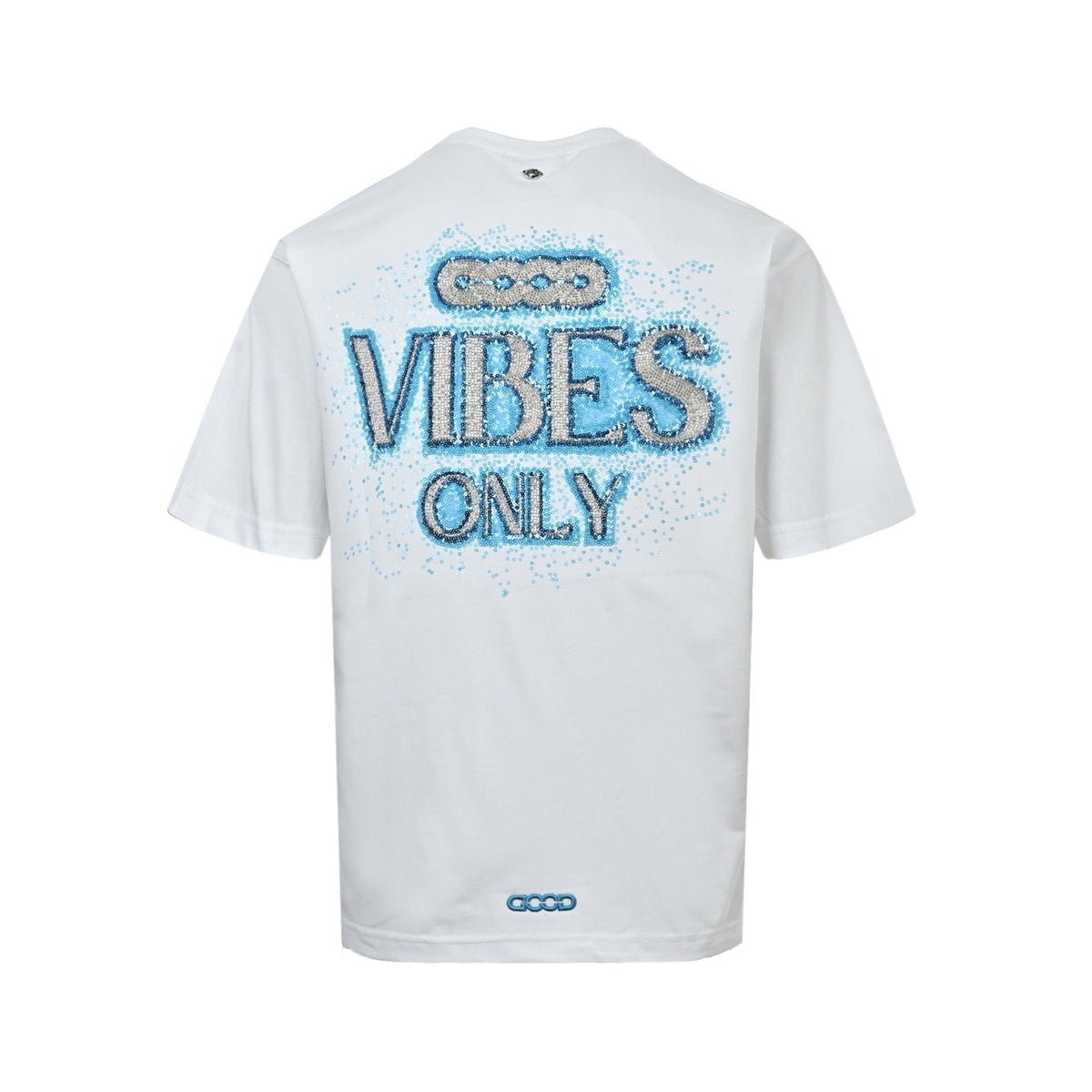 GOODBRAND 26ss blue galaxy tube bead embroidered slogan short sleeves
