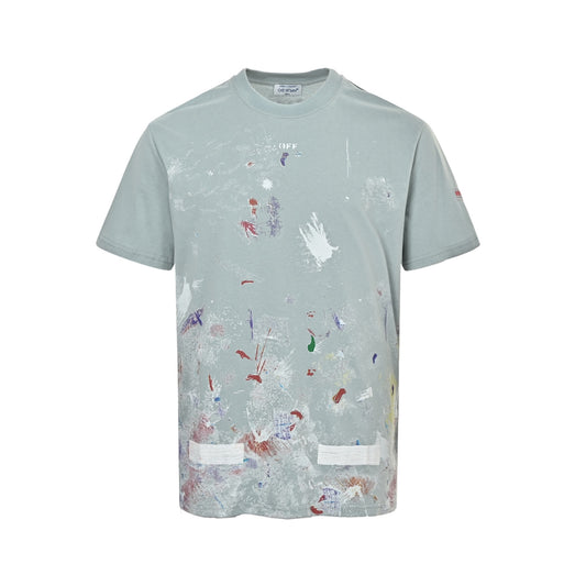 OFF WHITE C/O VIRGIL 17ss starry sky fireworks splash ink arrow print short sleeves