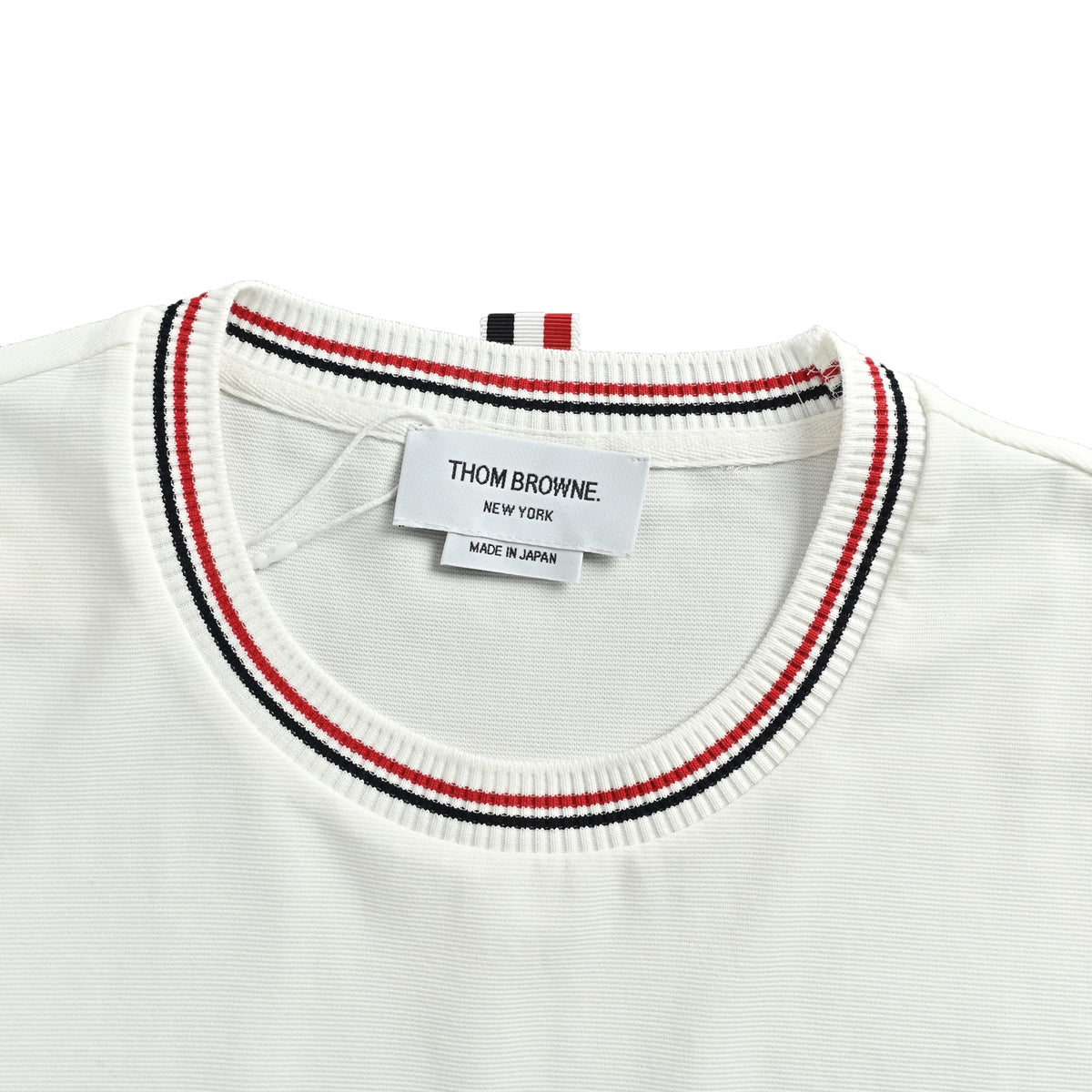 Thom Browne/Thom Brown red thread yarn-dyed round neck short sleeves