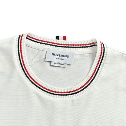 Thom Browne/Thom Brown red thread yarn-dyed round neck short sleeves