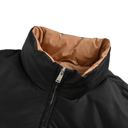 Prada nylon zipper pocket contrast stand collar down jacket