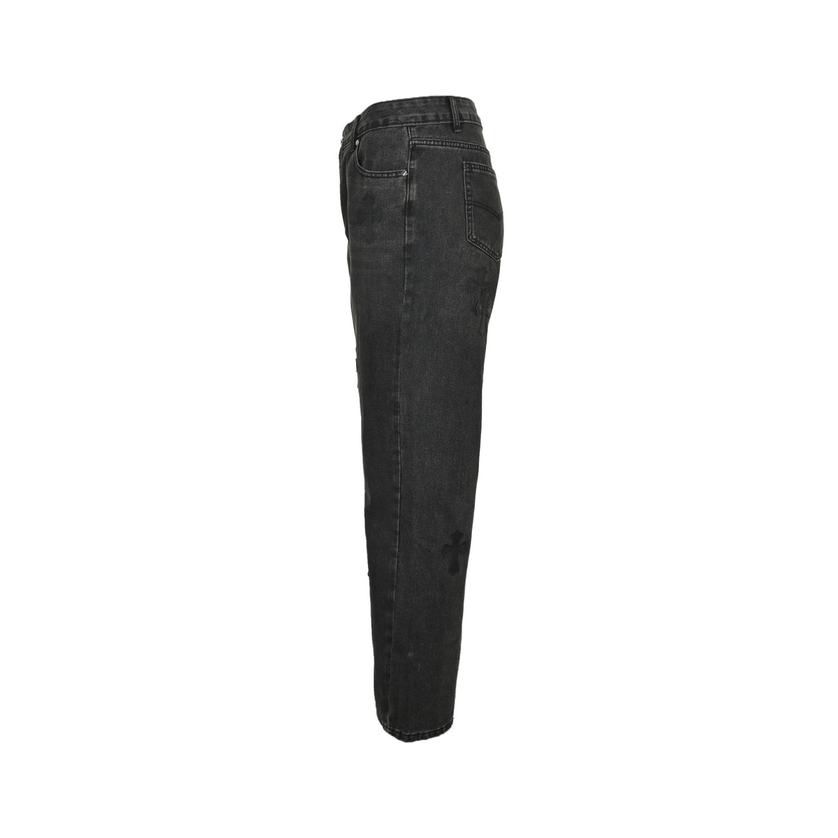 Chrome Hearts/Chrome Heart cross patch embroidered washed jeans