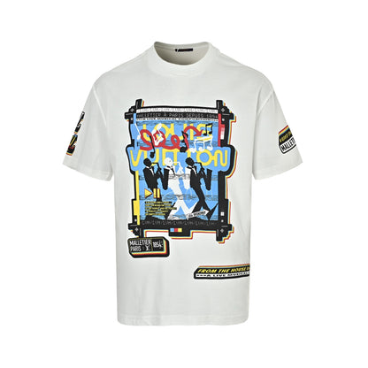 Louis Vuitton front and rear musician direct-print printed short-sleeves