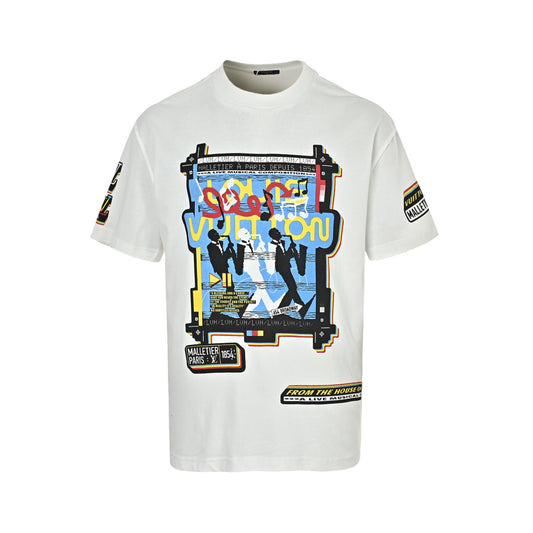 Louis Vuitton front and rear musician direct-print printed short-sleeves