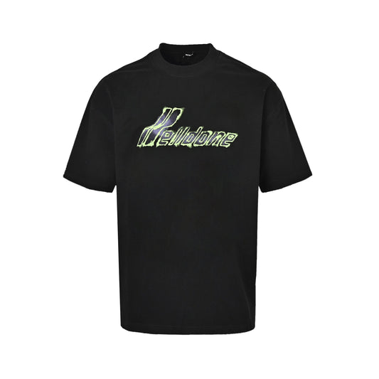 We11 Done Contrast Color Logo Simple Printed Short Sleeves