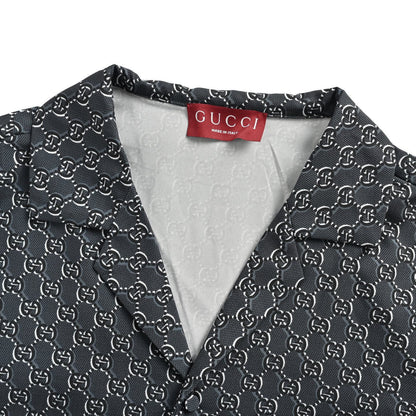 Gucci 25ss all-over printed presbyopic short-sleeved shirt