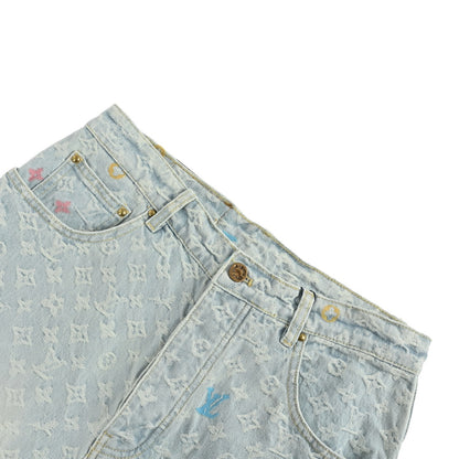 Louis Vuitton Tyler joint style old flower jacquard embroidered jeans