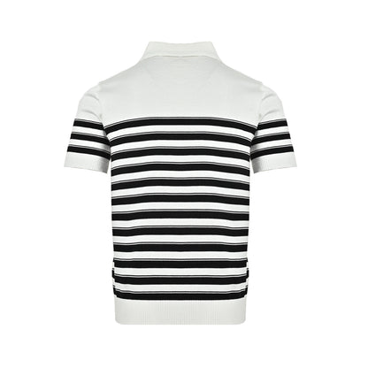 Ralph Lauren striped horse logo embroidered V-neck knitted Polo short sleeves