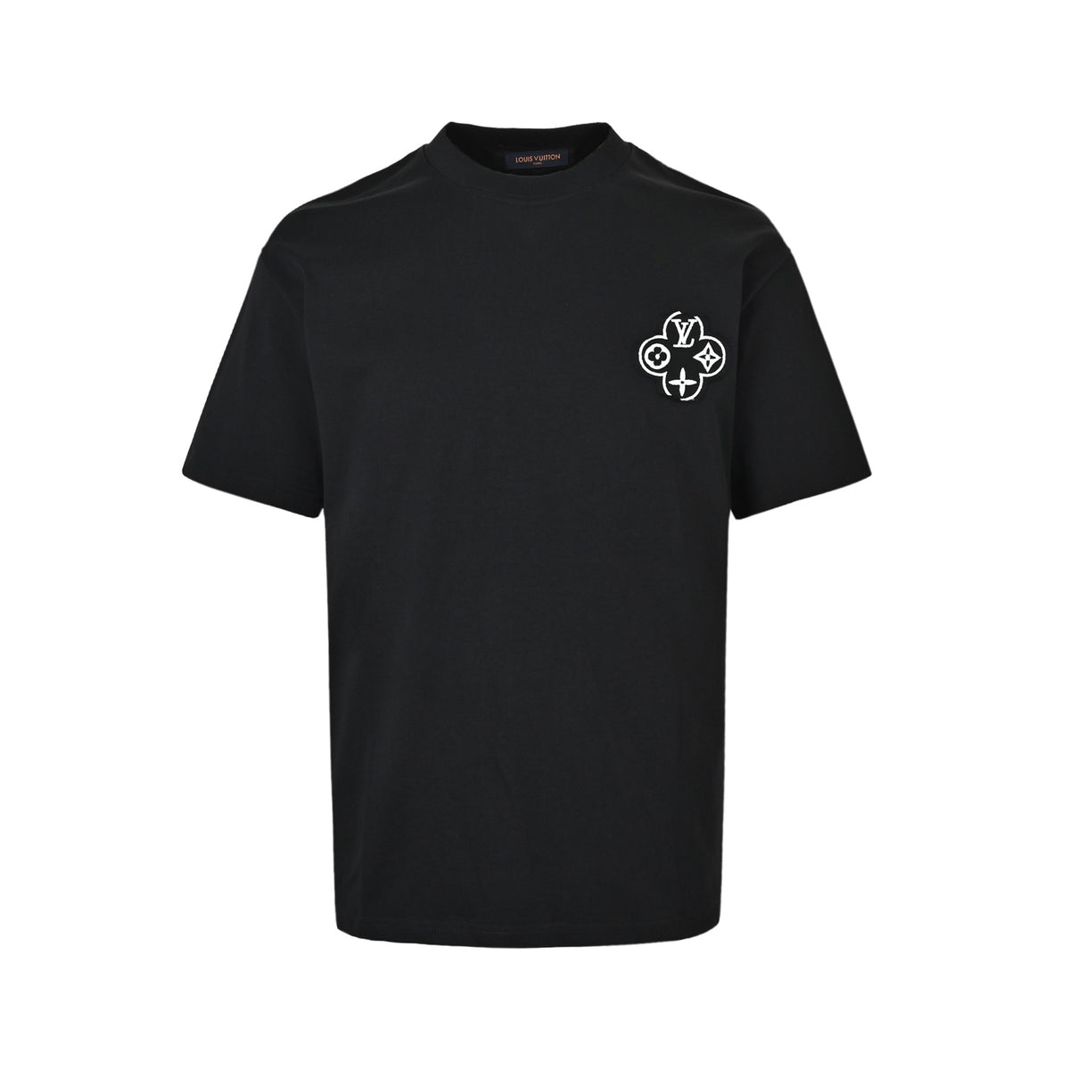 Louis Vuitton three-flower large patch embroidered round neck short sleeves on the back